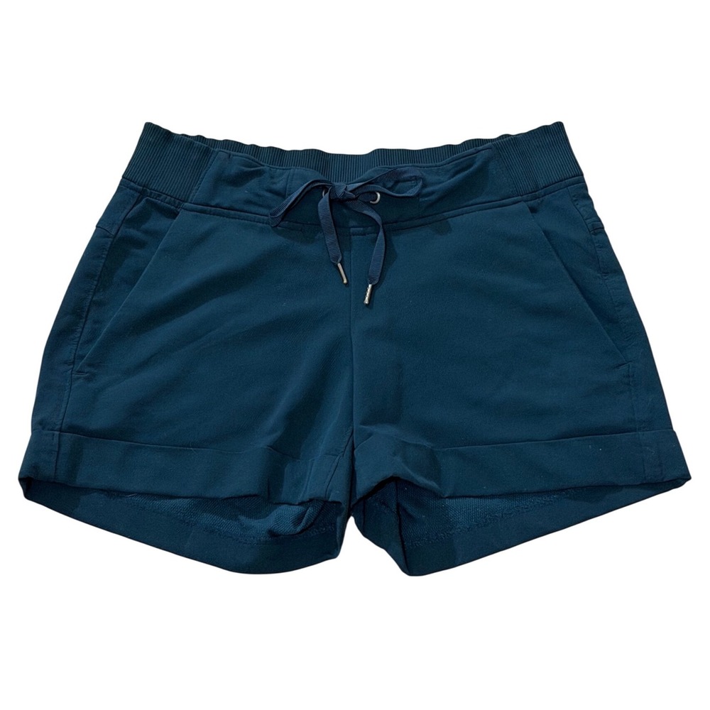 ATHLETA Teal Green Athletic Shorts Size 0 Cuffed Hem Drawstring Waist Athleisure